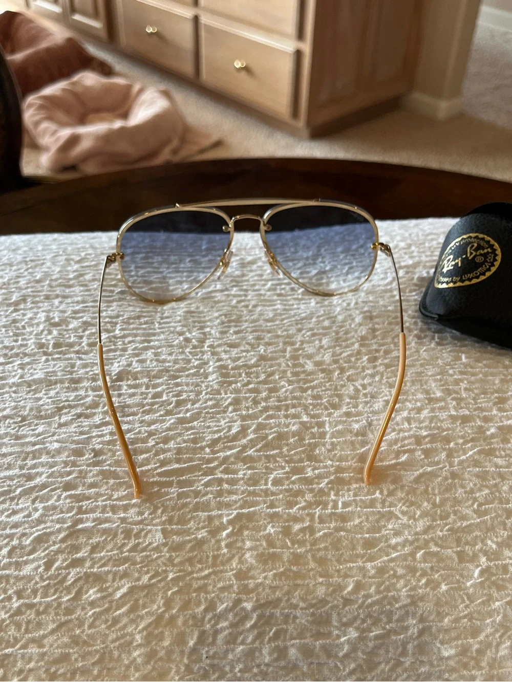 Ray-Ban Blaze Aviator Sunglasses - Arista Gold Frame with Blue Gradient Lenses